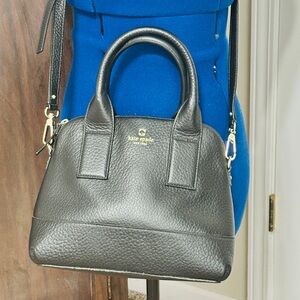 kate spade black pebbled leather satchel with gold hardware